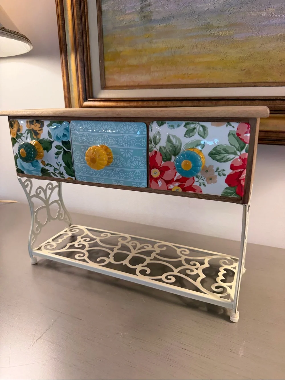 The Pioneer Woman Flea Market 3-Drawer Stand Coffee Tea Storage Mug Rack